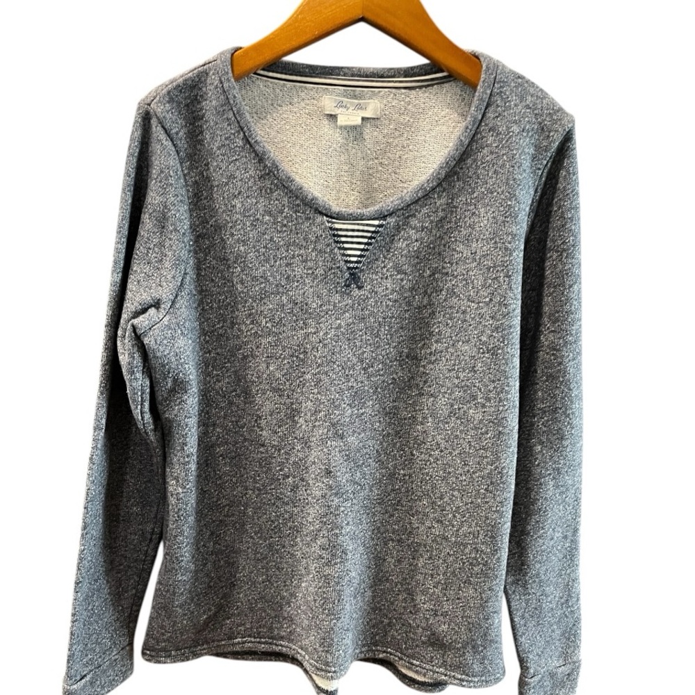 Lucky Lotus California Blue Marled Sweatshirt High Low Hem Size Large
